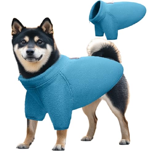 TOPSOSO Hundemantel Elastisch Bequem Hunde-Fleeceweste Weiche Wärme Winterjacke für Hunde Reißverschluss Reflektierender D-Ring Hundejacke mit Ärmeln Geeignet für Mittlere Katzen und Hunde(Blau XL) von TOPSOSO