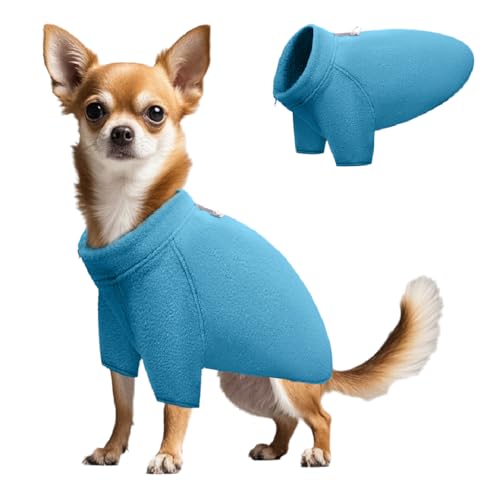 TOPSOSO Hundepullover Elastisch Bequem Hunde-Fleeceweste mit Ärmeln Weiche Wärme Hunde-Sweatshirt Reißverschluss Reflektierender D-Ring Warme Hundejacke Geeignet für Kleine Katzen und Hunde(Blau S) von TOPSOSO