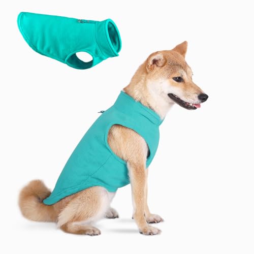 TOPSOSO Hundepullover Elastisch Bequem Revers Hunde-Fleeceweste Weiche Hautfreundliche Wärme Hunde-Sweatshirt Mode Einfarbig Hundejacke Winter mit D-Ring Geeignet für Kleine Katzen und Hunde(Grün M) von TOPSOSO