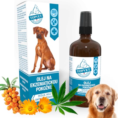 TOPVET Green idea Ekzematöses Hautöl für Hunde | Hautprobleme | Natürliche Fellpflege für seidiges Fell & Vitale Haut | mit Hanf, Aloe, Mandelöl | natürlicher Schutz 100 ml von TOPVET