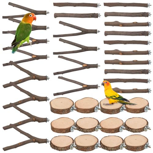 Vogel-Sitzstangen, Spielzeug, Naturholz, Papageien-Sitzstange, Ständer, Vogelkäfig-Äste, Plattform-Zubehör für Sittiche, Nymphensittiche, Sittiche, Aras, Finken, Liebesvögel, 36 Stück von TORINALITAL