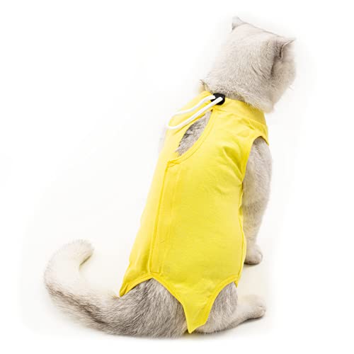 TORJOY Professionelle chirurgische Genesungsanzug für Katzen, für Bauchwunden, Hautkrankheiten, 4-7 kg), gelb) von TORJOY