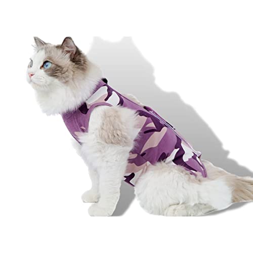 TORJOY Professioneller KatzenErholungsanzug nach Operationen, KätzchenErholungsanzug für Spay to Cover Bauchwunden, Camouflage Katzenbekleidung AntiLecken, chirurgischer Einteiler für Katzen und von TORJOY