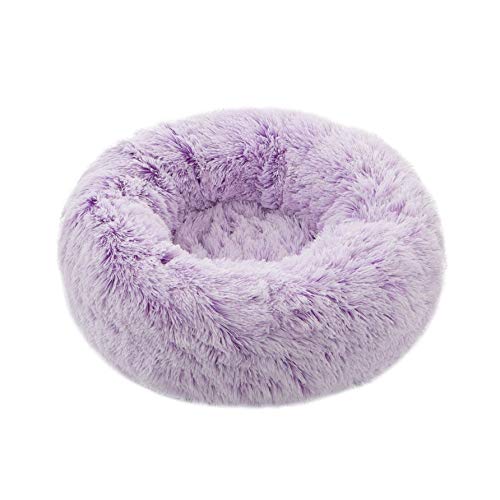 TORMAYS Pet Beds Hundebett mit Donut-Design, rund, Kunstfell, beruhigend, flauschig, bequem, pelzig, 58,4 cm, Violett von TORMAYS
