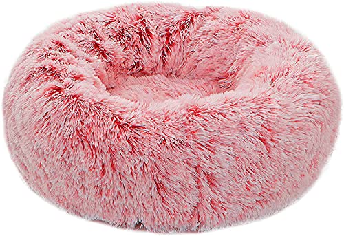 TORMAYS Pet Beds Hundebett mit Donut-Design, rund, Kunstfell, beruhigend, flauschig, bequem, pelzig, 71,1 cm, Rosa von TORMAYS