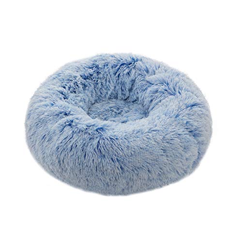 TORMAYS Pet Beds Hundebett mit Donut-Design, rund, Kunstfell, beruhigend, flauschig, bequem, pelzig, 78,7 cm, Hellblau von TORMAYS