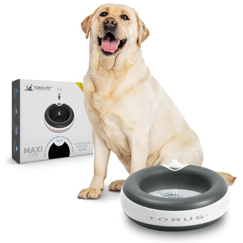 Torus Pet Maxi Gefilterter Wassernapf (Holzkohle) – 2 Liter – Napf für Zuhause und unterwegs – Autofill – Kein Auslaufen – Antimikrobiell – BPA-frei – Hund – Katze von Torus Pet