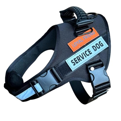 TOSEFES Hundegeschirr, Serviceweste mit 3 Leinenclips, emotionale Unterstützung, Hundeweste mit Klett-Patches, reflektierend, verstellbar, gepolstert, ideal für Spaziergänge und Training.(Schwarz,M) von TOSEFES