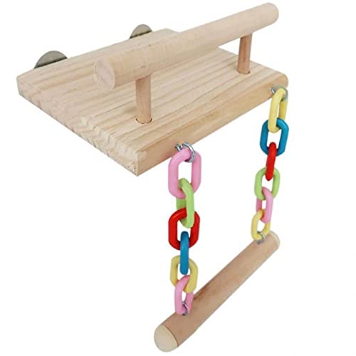 Hölzerne Vogel Parrot Perches Cage Spielzeug Hamster Spielen Gym Stand Mit Holzschaukel Rattan-Kugel-Spielzeug Vogelbedarf von TOSSPER