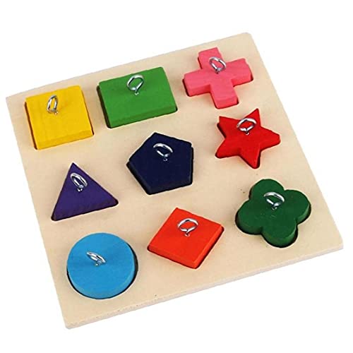 TOSSPER 1set Holz Tiere Vogel Ausbildung Spielzeug 9 Grids Parrot Blöcke Ring Birds Puzzle Chew Biss Spielzeug-papageien-lernspielzeug von TOSSPER