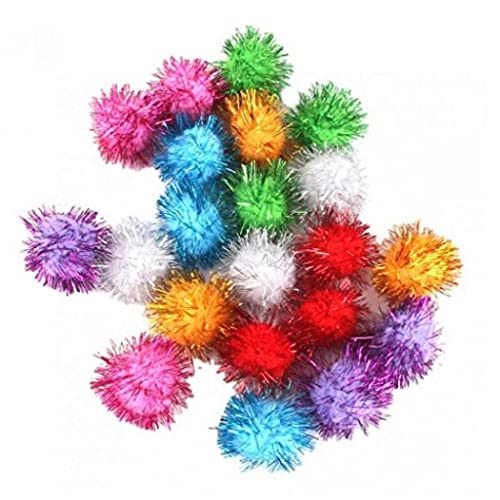 TOSSPER 21 Pcs Sparkle Bälle Katzenspielzeug, Glitzer -pom -bom -Balls -Katze -lieblingsspielzeug, Zufällige Farbe von TOSSPER