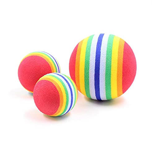 TOSSPER 3 Stücke Haustier Regenbogen Kugel Kauen Mahlen Zähne Elastische Ball Spielzeug Welpen Katze Training Kauen Spielzeug von TOSSPER