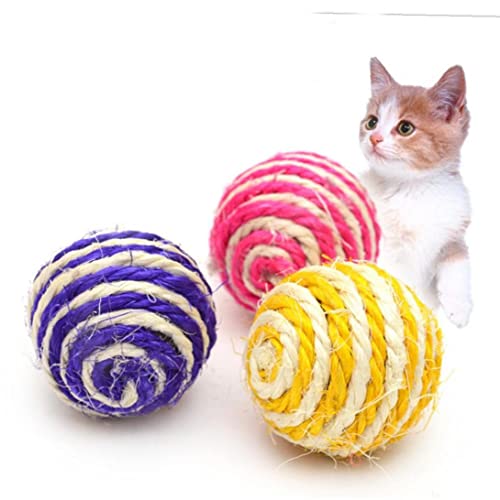 TOSSPER Farbe Zufällige Haustierkatze Spielzeug Sisal Ball Kätzchen Teaser Spielen Kau Kratzer Haken Spielzeugdurchmesser von TOSSPER