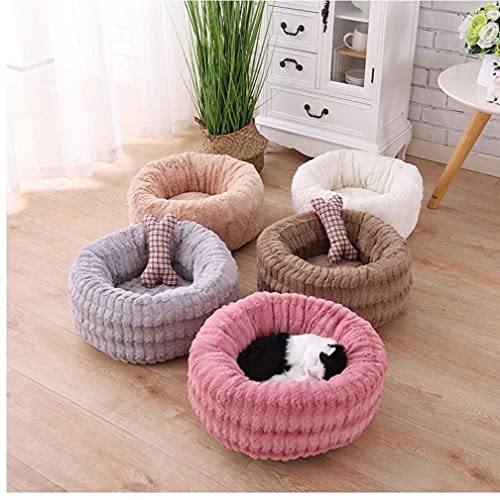 TOSSPER Haustier-Katze-Bett-flaumige Plüsch-welpen-schlafen Bett Waschbar Atmungsaktiv Kitten Lounger Sofa Kleine Haustier-matten-Kissen-rosa 60x60cm von TOSSPER