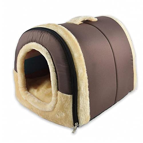 TOSSPER Katze Schlafsack Weiche Plüsch Comfy Cave Kapuze Tragbare Haustier Bett Für Welpen Kaninchen Kätzchen 35x30x28cm von TOSSPER