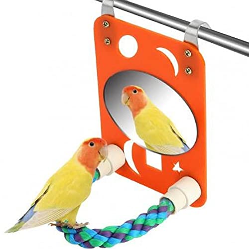 Vogel-Spiegel-schwingen-papageien-käfig-Spielzeug Mit Seil Perch Für Sittich Cockatoo Cockatiel Sittich Birds Finch Cana von TOSSPER