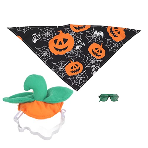 Halloween Haustier-Kostüm-Set, Halloween Vampir Kostüm Kürbis-Design, Hautfreundlich, Niedlicher Hund, Katze, Hut, Brille, Schal, Dekoration Für Halloween, Foto-Requisite, Party von TOTITOM