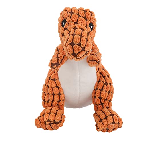 TOTITOM Hund Quietschendes Spielzeug Zahnreinigung Bissfest Interaktive Dinosaurierform Plüsch Welpe Kauen Dinosaurier Hundespielzeug Set für Kleine Mittlere Haustiere(Orange) von TOTITOM