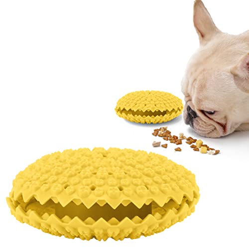 TOTITOM Leaky Food Toys für Hunde, TPR Interactive Bite Resistance Teeth Cleaning Dog Puzzle Toys, Training Treats Toys für Hundewelpen(gelb) Geschenk zum Valentinstag von TOTITOM