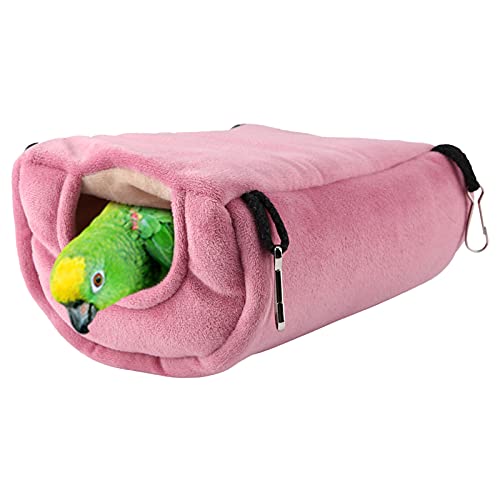 TOUISEDGI Parrot Nest Plush Hammock Windproof Warm Hanging Swing Bed Cave for Pet Bird Pink Crystal Velvet Material S L Sizes (L) von TOUISEDGI