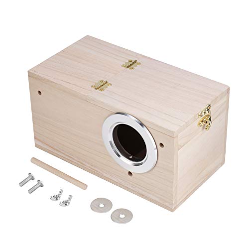 TOUISEDGI Wooden Pet Bird Nest House Breeding Box Cage Parrot Accessories Safe Stand 24.5 * 13 * 13cm Burlywood (Right opening) von TOUISEDGI