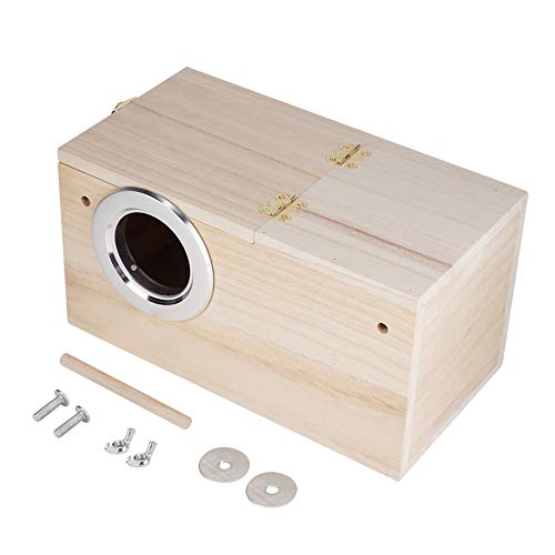 TOUISEDGI Wooden Pet Bird Nest House Breeding Box Cage Parrot Accessories Safe Stand 24.5 * 13 * 13cm Burlywood (Left Opening) von TOUISEDGI