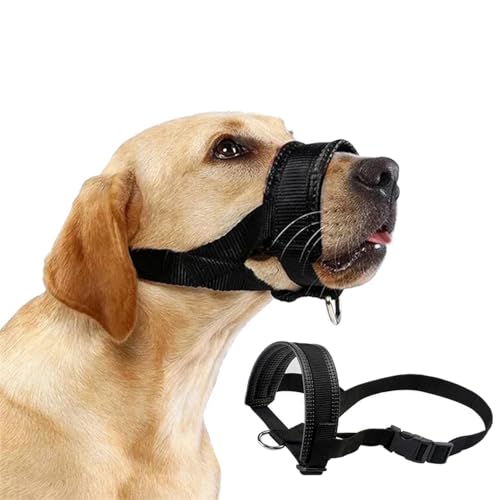 Hundemaulkorb Weiches Nylon Anti-Bellen Training Haustier Mundmaske Geschirr für kleine große Hunde verhindern vor Beißen, justierbare Schleife (L) von TOWEAR