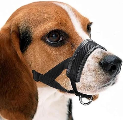 Hundemaulkorb Weiches Nylon Anti-Bellen Training Haustier Mundmaske Geschirr für kleine große Hunde verhindern vor Beißen, justierbare Schleife (M) von TOWEAR