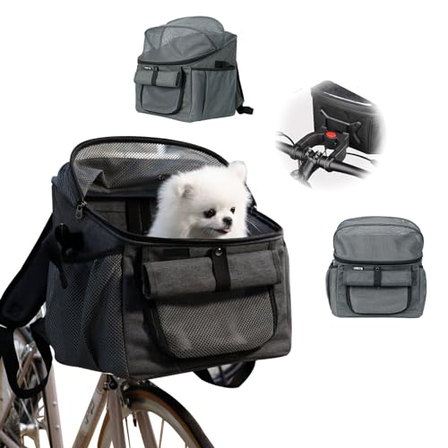 Fahrradkorb Vorne, Fahrradkorb für Hunde Faltbar Fahrrad Vorne Korb Abnehmbar Fahrrad Korb Hundefahrradkorb für Kleiner Hund, Mountain Picknick, Einkaufen, 37 * 27 * 40cm von TOWEBOORY