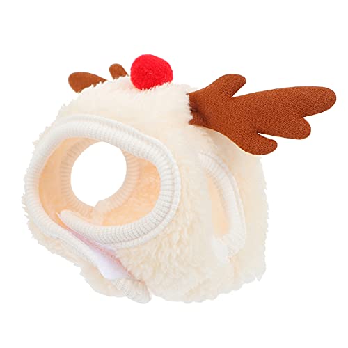 TOYANDONA 1 STK Haustier Weihnachtsmütze Kostümzubehör Für Haustiere Kopfzubehör Für Kleine Hunde Weihnachten Hundestirnband Rentier-hündchen-mütze Kleid Herbst Und Winter Polyester Weiß von TOYANDONA