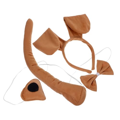 TOYANDONA 1 Satz Kinderhundkleidung Welpenkostüm Partystirnband Party-Kopfschmuck dekorative Stirnbänder Hundekostüm für Mädchen Hund Haarband Tier-Stirnband-Kostüm Tierkostüm Stoff Brown von TOYANDONA