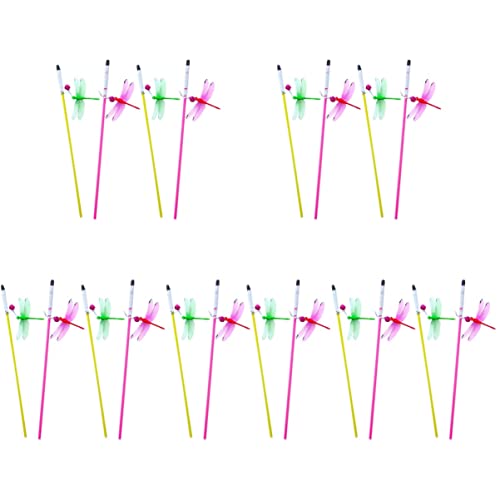 TOYANDONA 20 STK Katzen-Teaser Katzen-libellen-zauberstab-Spielzeug Interaktives Zauberstabspielzeug Kätzchen Bunter Schleifenbeschwörer Katze Necken Stock Kind Plastik Feder Trainingsstock von TOYANDONA