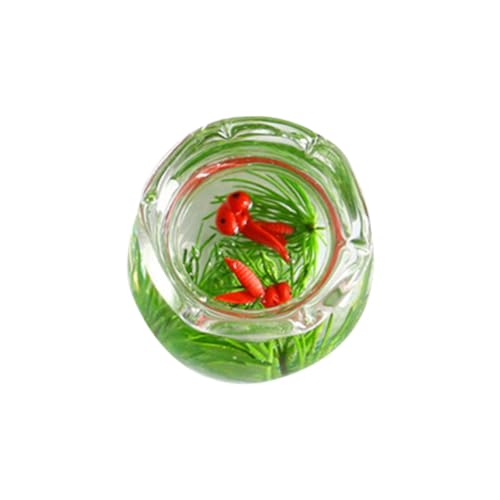 TOYANDONA Goldfischglas aus Glas Heimdekoration Mikrolandschaftsornament Autospielzeug Miniaturmöbel Dekoration für Miniaturhäuser Simulations-Aquarium-Modell Mini-Hausdekoration rot von TOYANDONA