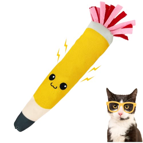 TOYGENICS Pencil Kicker Katzenminze-Spielzeug – bissfestes Katzen-Kauspielzeug mit Katzenminze für Katzen, knisterndes Katzen-Kicker-Spielzeug mit interaktiven Schnurenden für Katzenzahnen, Spielzeug von TOYGENICS