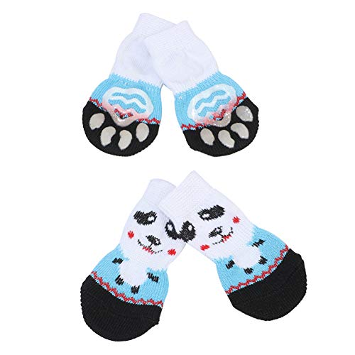 TOYHEART Anti-Rutsch-Hundesocken, Pfotenschutz, 4Pcs Xmas Pet Dog Puppy Cotton Warme Anti-Rutsch-Socken Schuhe Winter Pfotenschutz Für Den Innenbereich Blau Mittel von TOYHEART