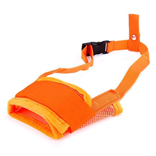 TOYHEART Hundemündung Verhindern Sie Das Beißen, Haustier Hund Welpe Nylon Verstellbare Atmungsaktive Schnauze Anti Bark Bite Mesh Mund Schnauze Für Hunde Orange Mittel von TOYHEART