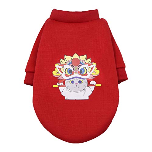 TOYHEART Pet Dog Sweater, Warm Dog Jumpers, Modische Peking Opera Make-up Pet Kleidung Winter Dekorative Thermal Sweater Für Kleine Hunde Rot 1 X-Large von TOYHEART