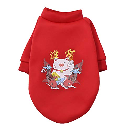 TOYHEART Pet Dog Sweater, Warm Dog Jumpers, Modische Peking Opera Make-up Pet Kleidung Winter Dekorative Thermal Sweater Für Kleine Hunde rot XX-groß von TOYHEART