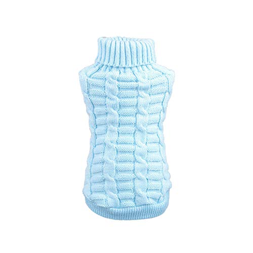 TOYHEART Pet Dog Sweater, Warm Dog Jumpers, Winter Pet Dog Welpe Warm Strickpullover Kleidung Mantel Kostüm Weiche Kleidung Für Kleine Hunde Hellblau XX-groß von TOYHEART