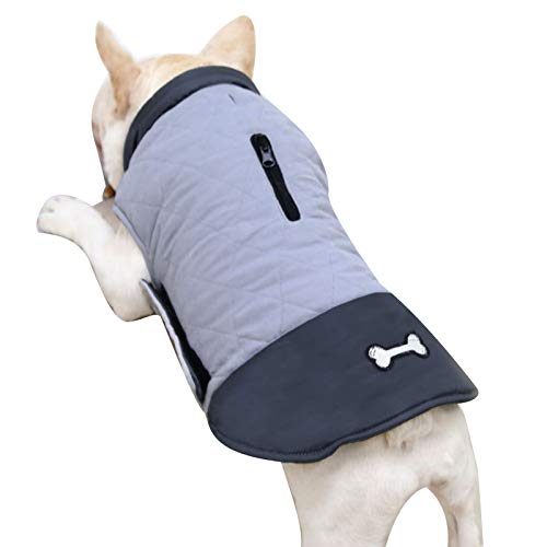 TOYHEART Pet Dog Sweater, Warme Hundepullover, Winterwarme wasserdichte Doppelseitige Jackenmantelkleidung Große Hundehaustierkleidung Für Kleine Hunde Grau X-Large von TOYHEART