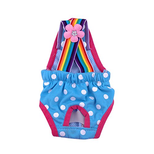 TOYHEART Wiederverwendbare Hundewindeln Weiblich, Physiologische Hosen Polka Dot Gestreifte Weibliche Hundeunterwäsche Damenbinde Für Hunde Blau1 X-Small von TOYHEART