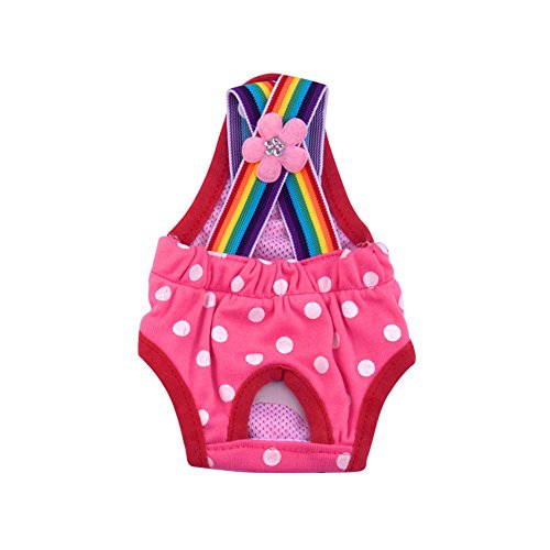 TOYHEART Wiederverwendbare Hundewindeln Weiblich, Physiologische Hosen Polka Dot Gestreifte Weibliche Hundeunterwäsche Damenbinde Für Hunde Pink2 XX-Klein von TOYHEART