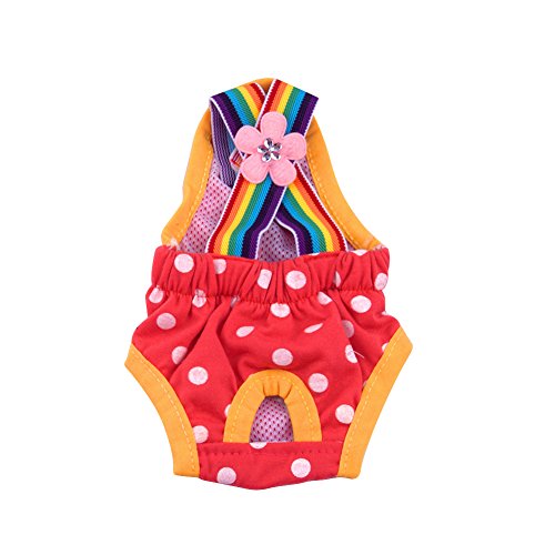 TOYHEART Wiederverwendbare Hundewindeln Weiblich, Physiologische Hosen Polka Dot Gestreifte Weibliche Hundeunterwäsche Damenbinde Für Hunde Red1 Groß von TOYHEART