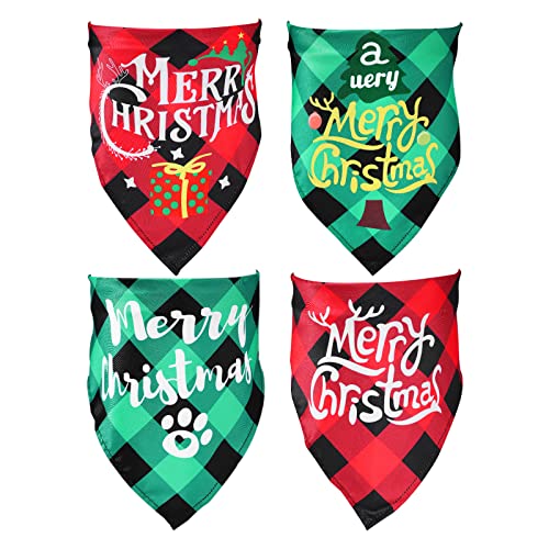 4 Stück Weihnachtshaustierschal, Hunde Weihnachts Halstuch Hunde Bandana für Haustier-Urlaubszubehör Dekoration Kleine Bis Große Hündchen Katzen von TOYMIS