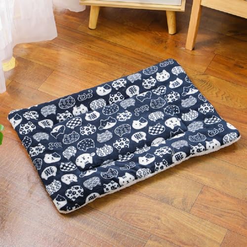 TOYOCC Dicke Haustier-Schlafmatte, warme Bodenmatte für Herbst und Winter, universelle Decke für Katzen und Hunde (32 * 25cm, Navy blau) von TOYOCC