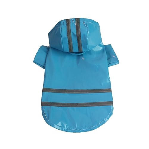 TOYOCC Outdoor-Regenmantel für Welpen und Haustiere mit Kapuze, wasserdichte Jacken, reflektierender PU-Regenmantel für Hunde, Katzen, Bekleidung, Kleidung (M, Blau) von TOYOCC