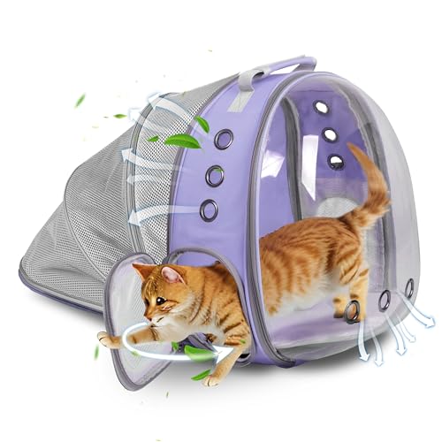 Katzen-Rucksack, erweiterbar, faltbar, atmungsaktiv, für große Katzen, Wandern, Reisen, Camping, bis zu 10 kg (lila) von TOYSINTHEBOX