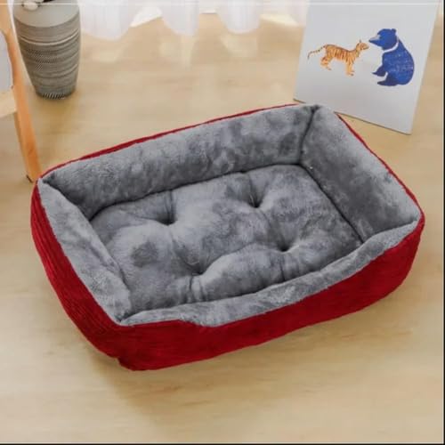 TPIONEER Bett für Hunde und Katzen, quadratisch, Plüschhütte, mittelgroße und kleine Hunde, Schlafsofa, Kissen, beruhigendes Hundebett, Haus, Haustierbedarf, Zubehör von TPIONEER