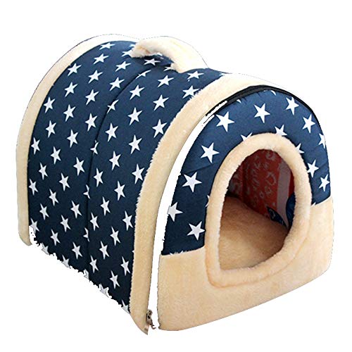 TPPIG Soft Warm Star Pattern 2 1 Pet Nest Rutschfestes Hundekatzenbett Faltbares Winter Soft Cosy Schlafsack Mat Pad Kissen von TPPIG