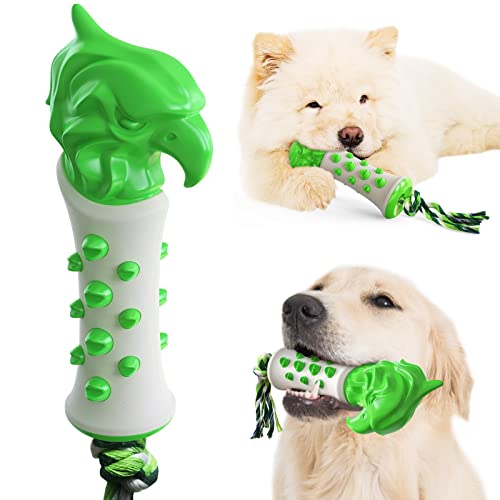 Hunde-Kauspielzeug für aggressive Kauer, langlebiges Gummi-Zahnbürstenspielzeug, interaktives Adler-Zepter, robustes Welpenspielzeug für kleine, mittelgroße und große Welpen (grün) von TPone